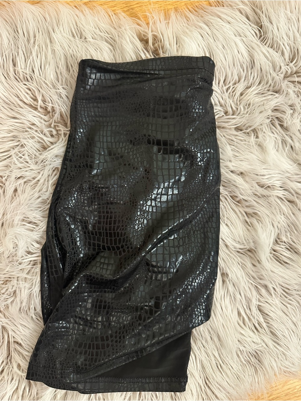 Black Faux Croc Pencil Skirt